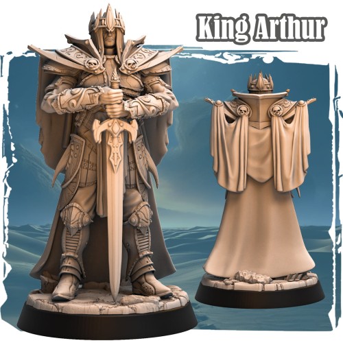 Figurka King Arthur z serii Avalon Forces przedstawia rycerza w pełnej zbroi z mieczem i koroną. Bogate detale, mroczny klimat i epicka poza czynią ją idealną do gier bitewnych, RPG i kolekcji fantasy.