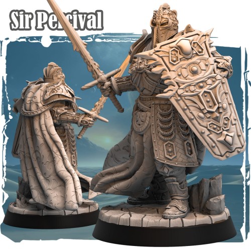 Figurka Sir Percival z serii Avalon Forces przedstawia rycerza fantasy w ozdobnej zbroi z mieczem i tarczą. Dwa warianty pozy, bogate detale i epicki klimat idealnie pasują do gier bitewnych, RPG i kolekcji fantasy.