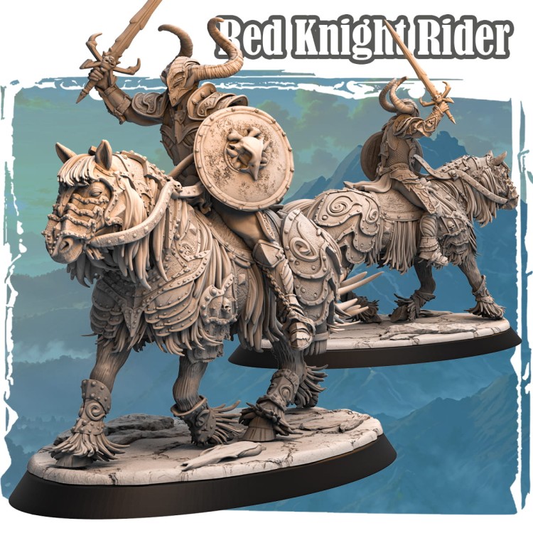 Figurka Red Knight Rider z serii Avalon Forces II przedstawia opancerzonego rycerza na koniu z mieczem i tarczą. Gotycka estetyka, dynamiczna poza i epicki klimat idealne do gier RPG i kolekcji fantasy.