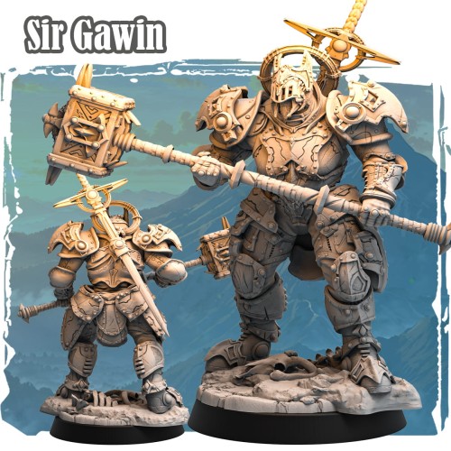 Figurka Sir Gawin z serii Avalon Forces II przedstawia rycerza w futurystycznej zbroi z młotem bojowym. Bogate detale, dynamiczna poza i epicki klimat idealne do gier RPG i kolekcji fantasy.