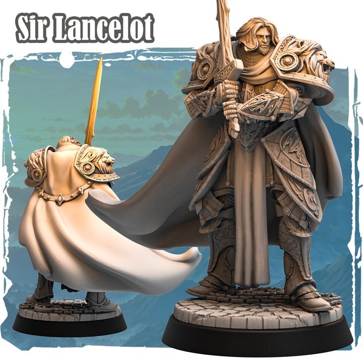 Figurka Sir Lancelot z serii Avalon Forces II przedstawia rycerza w ozdobnej zbroi z mieczem i peleryną. Bogate detale, dynamiczna poza i epicki klimat idealne do gier RPG, kolekcji i dioram fantasy.
