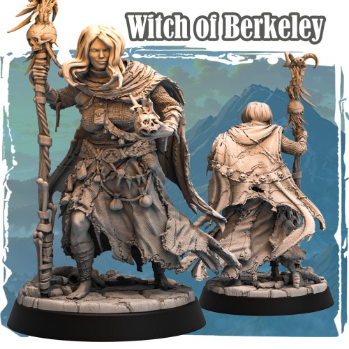 Figurka Witch of Berkeley z serii Avalon Forces II przedstawia czarownicę z kosturem i czaszką. Detale szat, akcesoriów i magiczny klimat idealne do gier RPG, kolekcji i dioram fantasy.