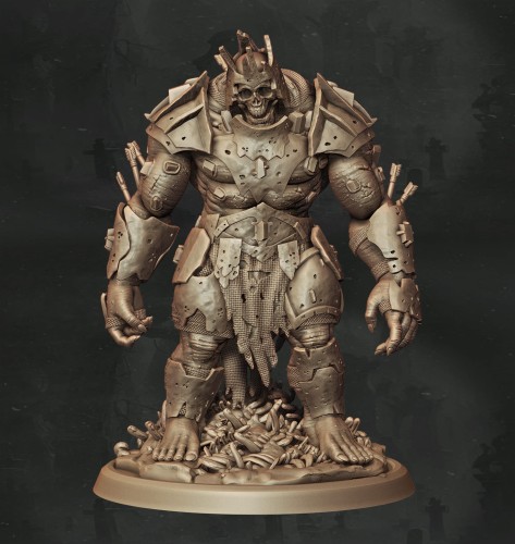Nieumarły olbrzym w ciężkiej zbroi z kolcami, w pozie bojowej, idealny do sesji RPG, kolekcji figurek i dioram fantasy w klimacie horroru, dark fantasy i gotyckiej estetyki.
