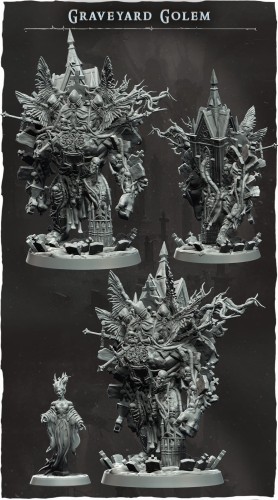 Grobowy golem o zdeformowanej sylwetce z pazurami, kolcami i groteskową twarzą, idealny do sesji RPG, kolekcji figurek i dioram fantasy w klimacie horroru, dark fantasy i gotyckiej estetyki.