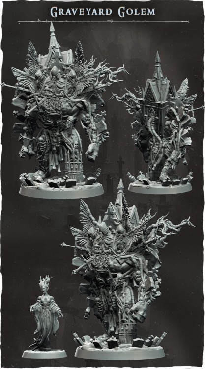 Grobowy golem o zdeformowanej sylwetce z pazurami, kolcami i groteskową twarzą, idealny do sesji RPG, kolekcji figurek i dioram fantasy w klimacie horroru, dark fantasy i gotyckiej estetyki.