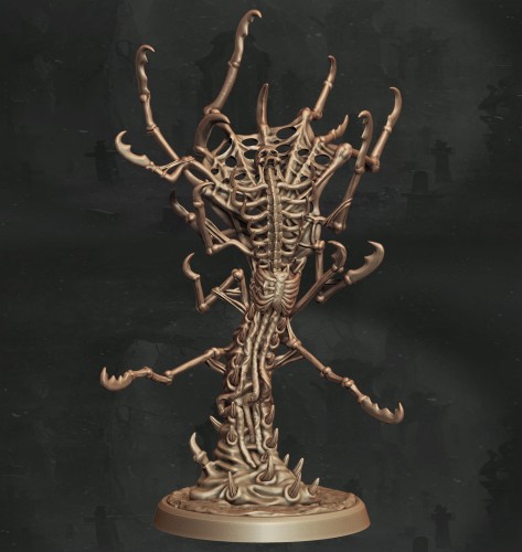 Groteskowa istota złożona z połączonych szkieletów i macek, idealna do sesji RPG, kolekcji figurek i dioram fantasy w klimacie horroru, dark fantasy i nekromantycznej estetyki.