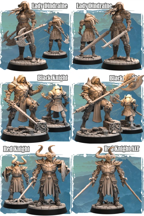 Zestaw Avalon Forces II – 26 figurek fantasy przedstawiających rycerzy, wojowniczki, magów i łowców w zbrojach. Doskonałe do sesji RPG, bitewniaków i kolekcji. Idealne do klimatów high fantasy, epickiej przygody i taktycznych kampanii.