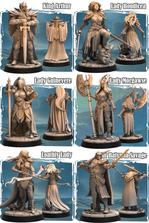 Zestaw Avalon Forces – dziewięć figurek fantasy przedstawiających bohaterów i bohaterki różnych klas: paladynów, czarodziejów, łotrzyków i kapłanów. Doskonałe do sesji RPG, bitewniaków i kolekcji. Idealne do klimatów high fantasy i epickiej przygody.
