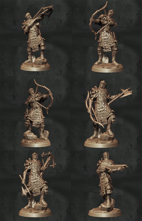 Zestaw Archer – sześć figurek fantasy przedstawiających łuczników w dynamicznych pozach, z łukami, szatami i zbrojami. Doskonałe do sesji RPG, bitewniaków i kolekcji. Idealne do klimatów high fantasy, dark fantasy i taktycznych potyczek.