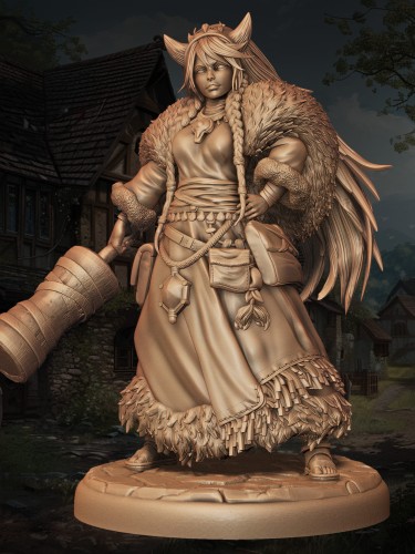 Gudrun z serii Legendary Heroes – bestialna wojowniczka w zbroi, z młotem i kosturem. Idealna do gier RPG, dioram fantasy i kolekcji. Aura siły, magii i dzikości. Bogactwo detali, dynamiczna poza, epicki charakter.