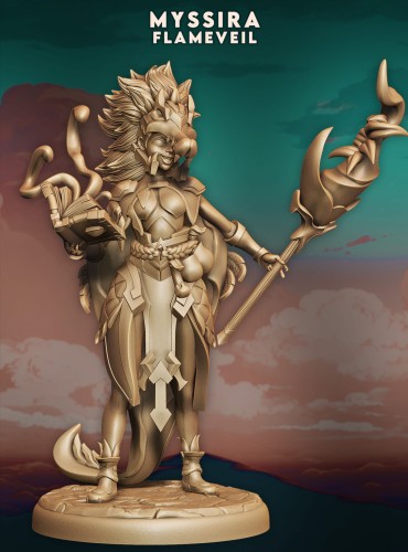 Myssira z serii Legendary Heroes – leśna istota z porożem, czaszkową twarzą i rytualnym kosturem. Idealna do gier RPG, dioram fantasy i kolekcji. Aura grozy, natury i pradawnej magii. Bogactwo detali, dynamiczna kompozycja.
