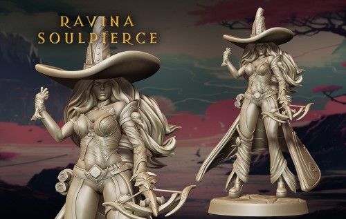 Ravina z serii Legendary Heroes – czarodziejka w dwóch pozach, z latarnią, księgą i kosturem. Idealna do gier RPG, dioram fantasy i kolekcji. Aura magii, wiedzy i tajemnicy. Styl klasyczny, bogactwo detali, narracyjna głębia.