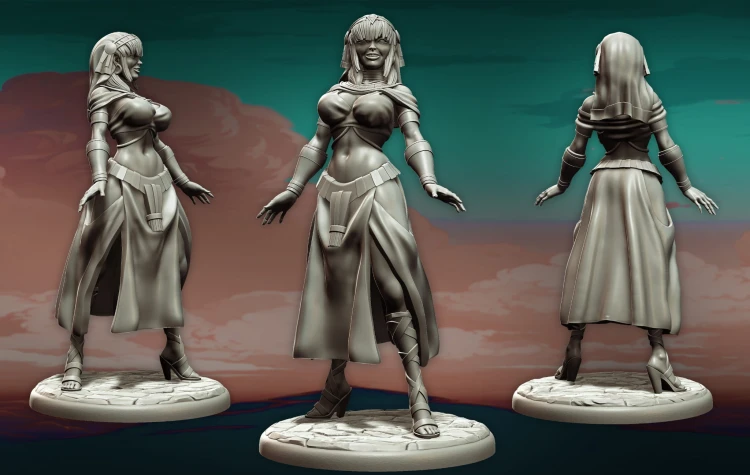 Seraphine z serii Legendary Heroes – wojowniczka w odsłoniętym stroju, z dynamiczną pozą i rozwianą spódnicą. Idealna do gier RPG, dioram fantasy i kolekcji. Aura siły, gracji i gotowości. Bogactwo detali, kobieca sylwetka, epicki styl.