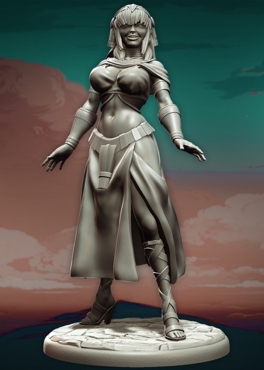Seraphine z serii Legendary Heroes – wojowniczka w odsłoniętym stroju, z dynamiczną pozą i rozwianą spódnicą. Idealna do gier RPG, dioram fantasy i kolekcji. Aura siły, gracji i gotowości. Bogactwo detali, kobieca sylwetka, epicki styl.