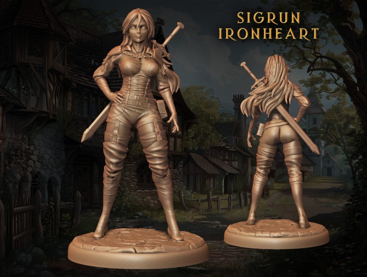 Sigrun z serii Legendary Heroes – wojowniczka w zbroi, z mieczem i heroiczną postawą. Idealna do gier RPG, dioram fantasy i kolekcji. Aura siły, odwagi i klasycznej elegancji. Styl nordycki, bogactwo detali, dynamiczna kompozycja.