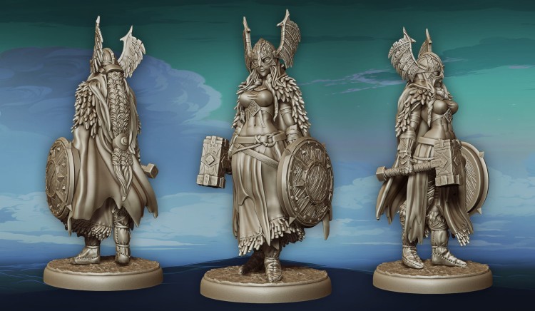 Solveig z serii Legendary Heroes – nordycka wojowniczka w zbroi z hełmem z rogami, tarczą i bronią. Idealna do gier RPG, dioram fantasy i kolekcji. Aura siły, odwagi i mitologii. Styl heroiczny, bogactwo detali, epicka kompozycja.