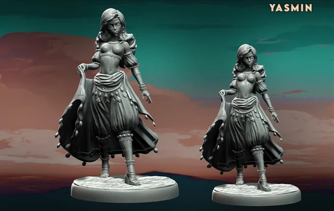Yasmin z serii Legendary Heroes – rycerka w pełnej zbroi z tarczą, w dwóch skalach. Idealna do gier RPG, dioram fantasy i kolekcji. Aura siły, porządku i kontrastu. Styl klasyczny, bogactwo detali, monumentalna sylwetka.