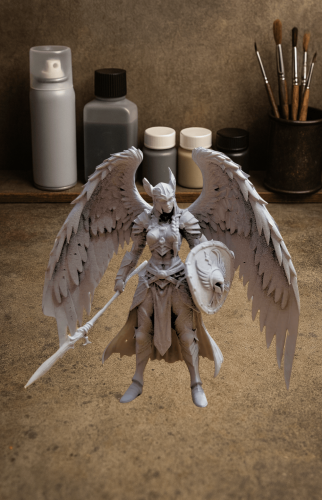 Mistyczna postać z ptasią czaszką, skrzydłami i rytualnym kosturem, idealna do gier RPG i kolekcji fantasy. Figurka emanuje aurą tajemnicy, nekromancji i pradawnej magii, doskonała do mrocznych kampanii narracyjnych.